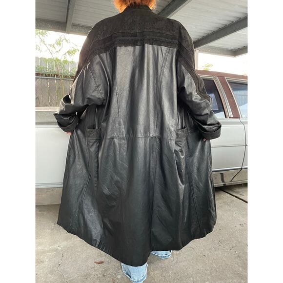 🔥Vintage Pelle Studio Double Breasted
Baroque Leather Long Duster Coat Jacket M - Picture 3 of 16